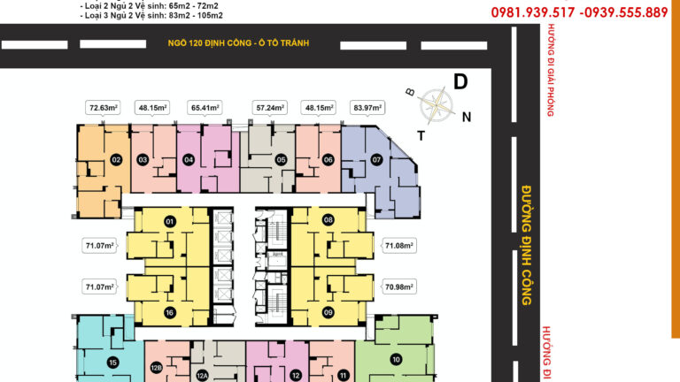Mặt bằng căn hộ T&T 120 Định Công Tầng 6 đến 26 Mặt bằng căn hộ T&T 120 Định Công Tầng 6 đến 26