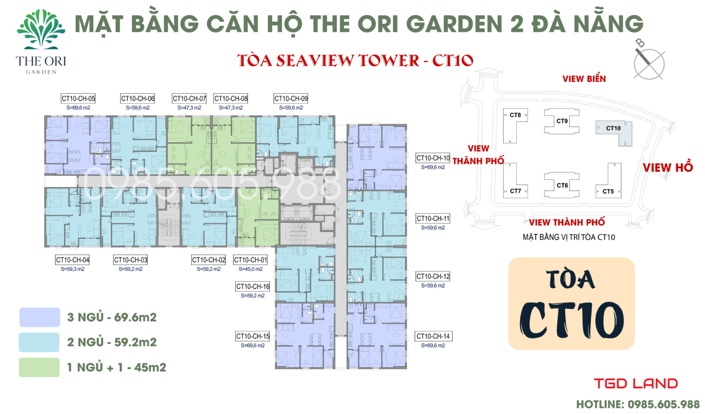 Mặt bằng The Ori Garden 2 Đà Nẵng | tòa CT10
