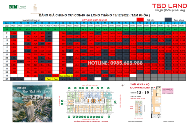 Bảng giá icon40 bim group cập nhật ngày 19/12/2022