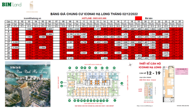 Bảng giá Icon40 Hạ Long cập nhật mới ngày 02/12/2022