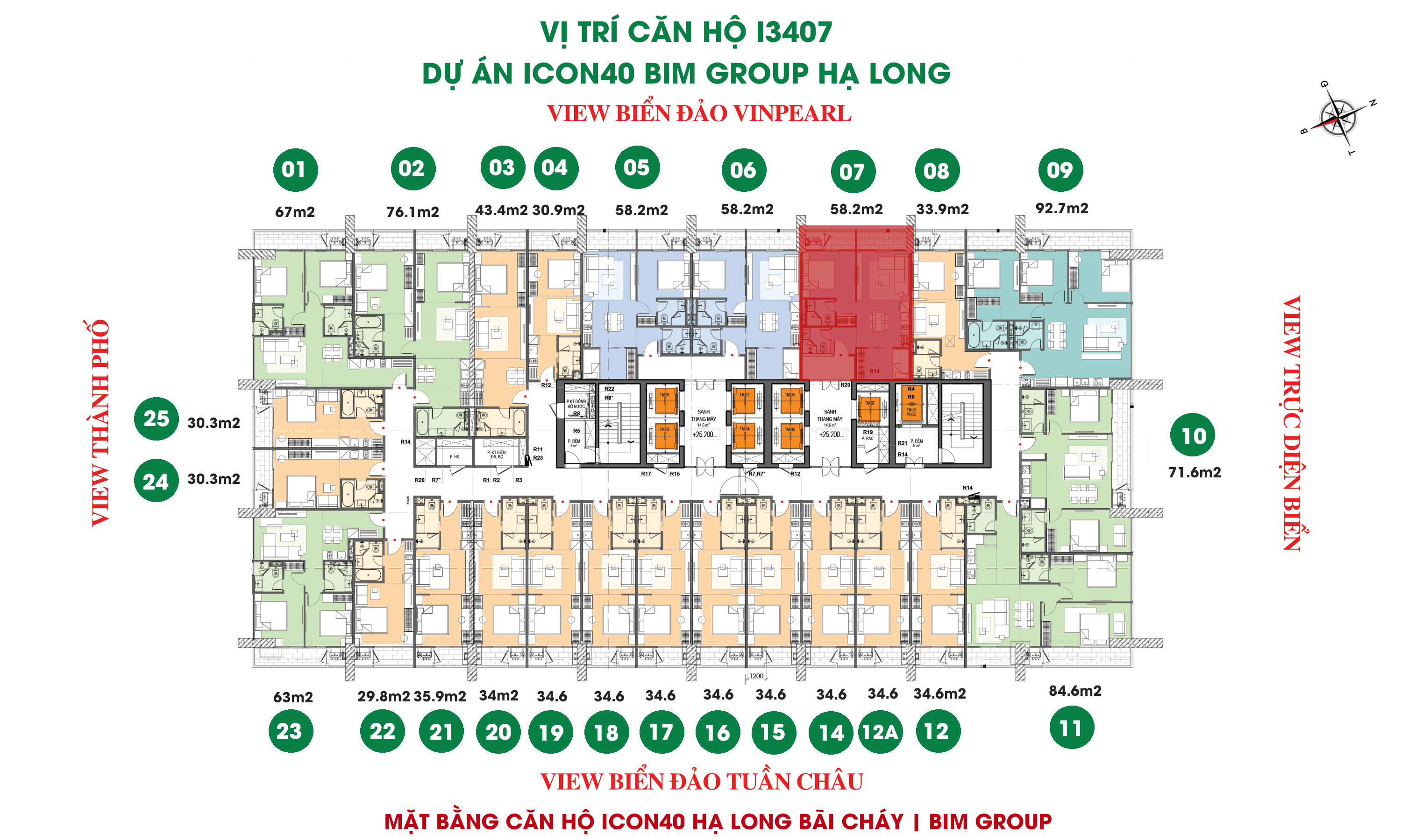 Vị trí căn hộ Icon40 Bim Group Hạ Long | Căn số 3407 Vị trí căn hộ Icon40 Bim Group Hạ Long | Căn số 3407