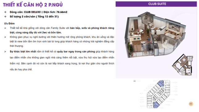 Thiết kế căn hộ 2 Ngủ Crystal Vân Đồn - Family Suite