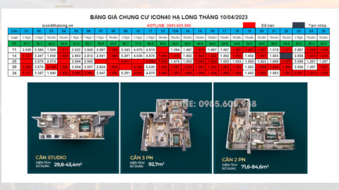 Bảng giá Icon40 Hạ Long Tháng 4/2023 - Bim Group