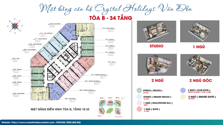 Mặt bằng căn hộ Crystal Holidays Vân Đồn Tòa B ( Tầng 18 – 32 ) Mặt bằng căn hộ Crystal Holidays Vân Đồn Tòa B ( Tầng 18 - 32 )