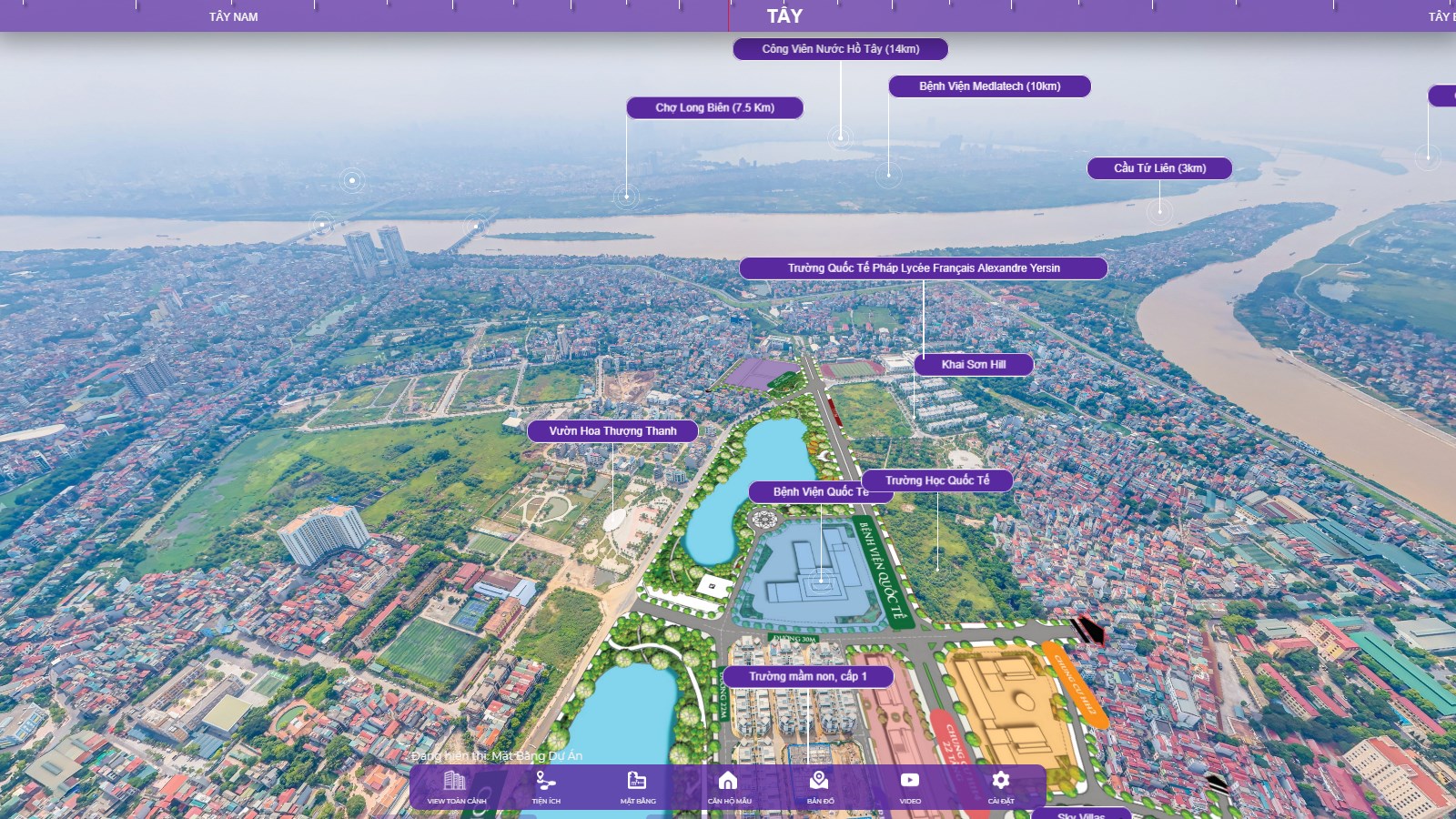 View Flycam dự án Khai Sơn City và quận Long Biên