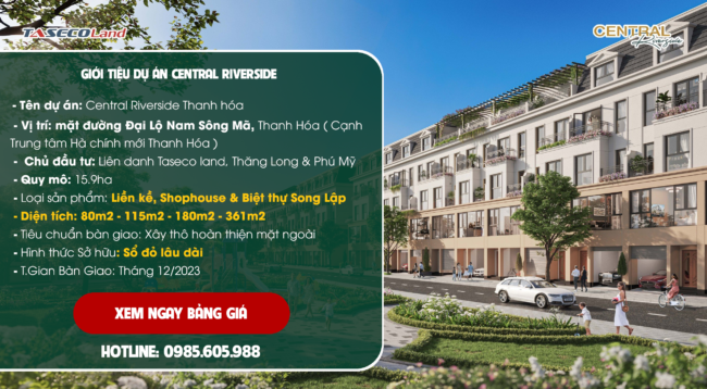 Hình ảnh dự án Central RiverSide Thanh Hóa của cđt Taseco Land