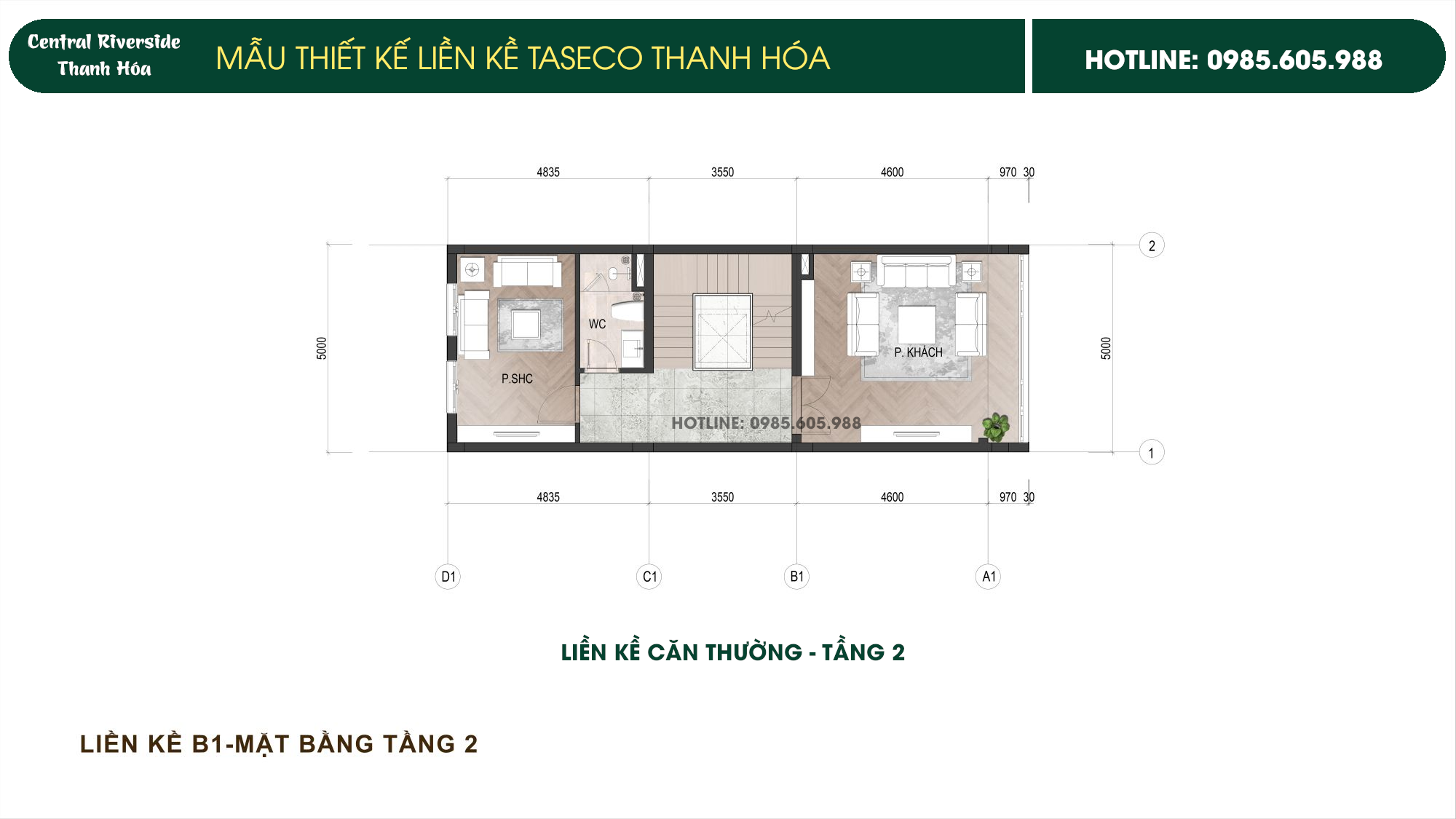 Hình ảnh thiết kế Liền kề Taseco Thanh Hóa Central Riverside | Căn Thường Tầng 2