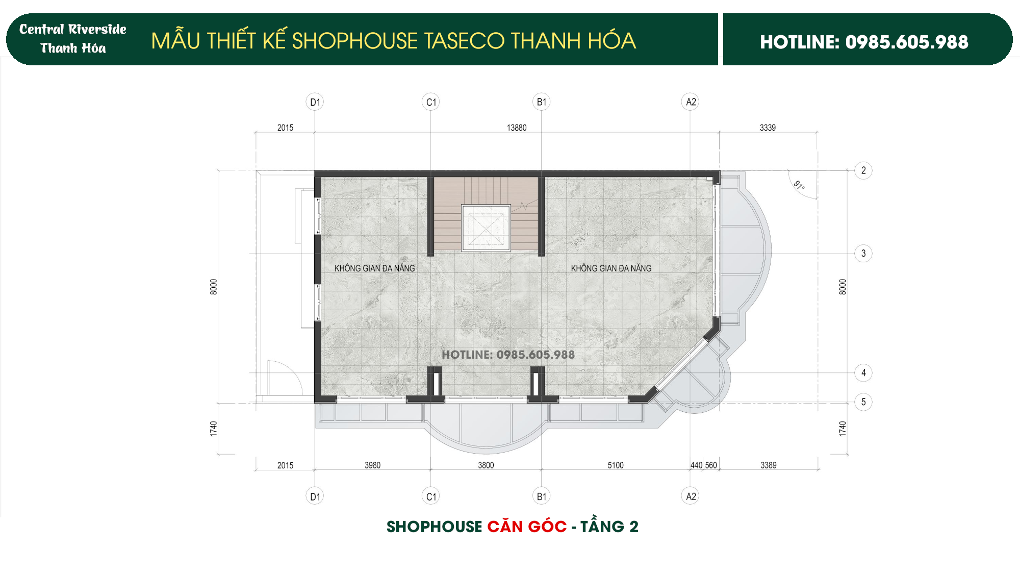 Hình ảnh thiết kế Shophouse Taseco Thanh Hóa Central Riverside | Căn Góc Tầng 2