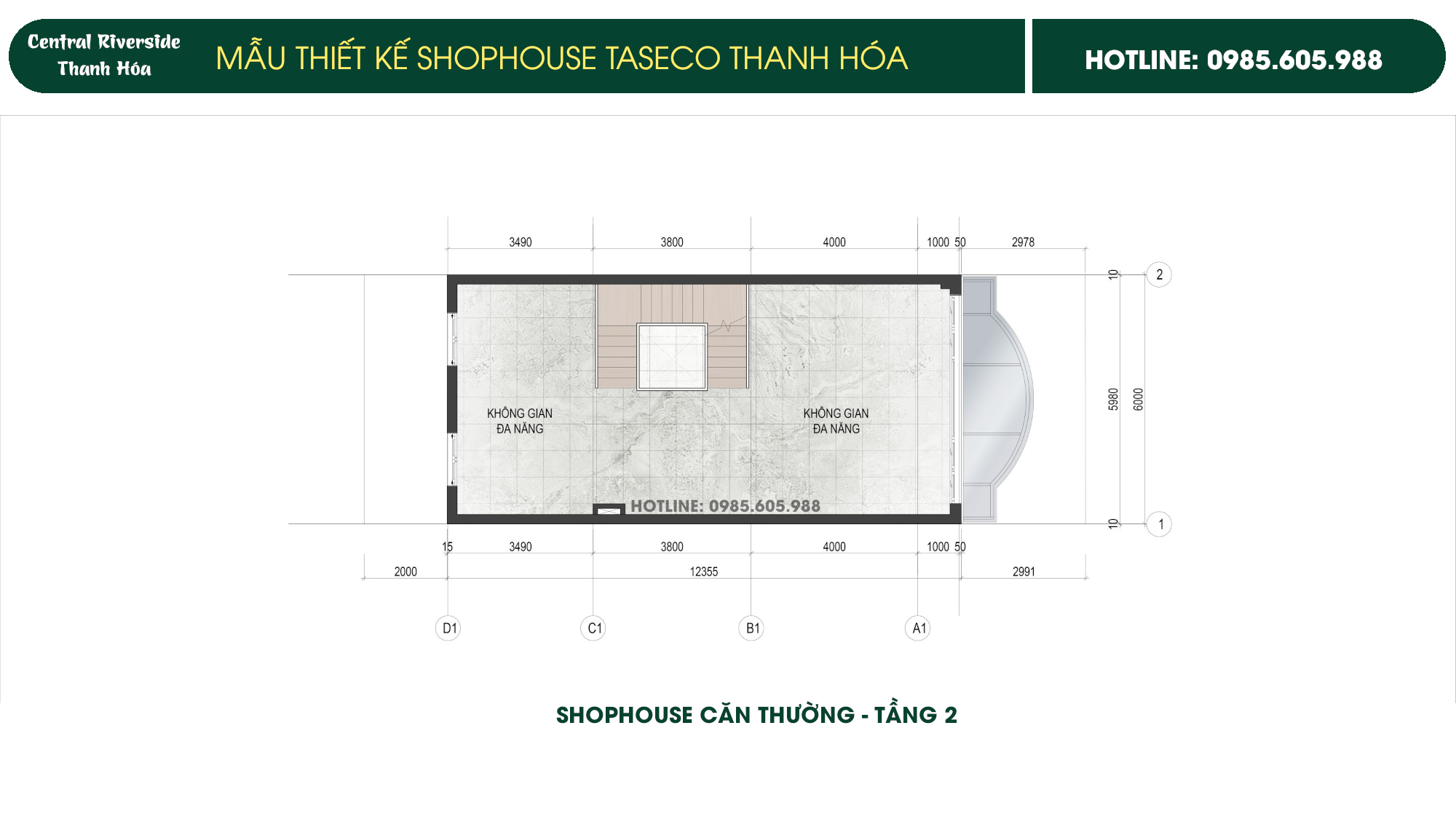 Hình ảnh thiết kế Shophouse Taseco Thanh Hóa Central Riverside | Căn Thường Tầng 2