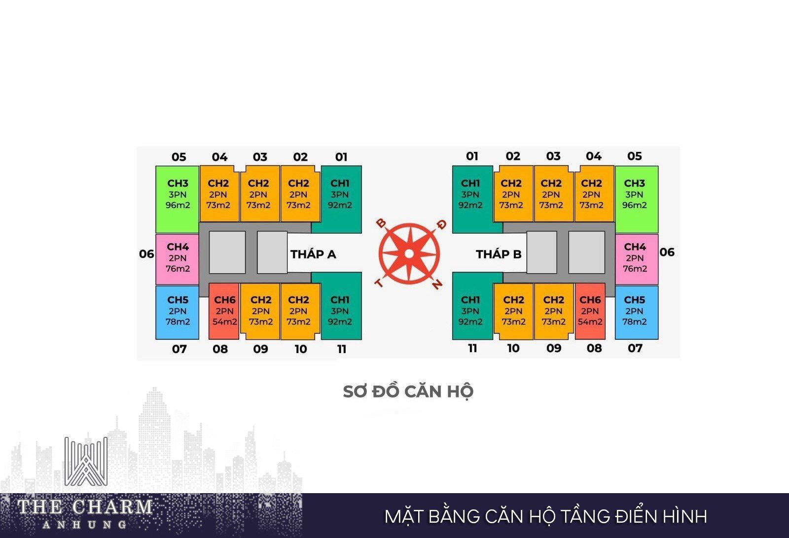 Mặt bằng căn hộ The Charm An Hưng Tòa A và B Mặt bằng căn hộ The Charm An Hưng Tòa A và B